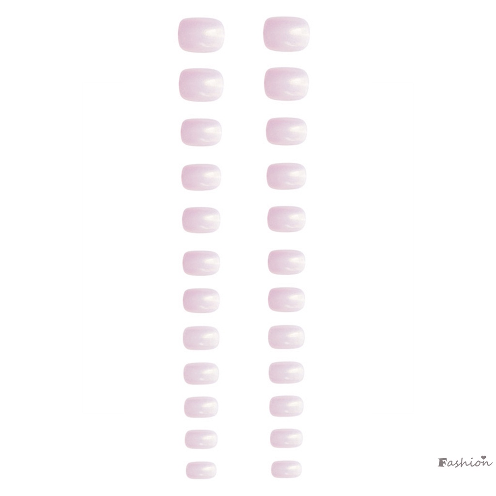 Móng Tay Giả Ngắn Màu Hồng Ngọc Trai Xinh Xắn Có Thể Tái Sử Dụng