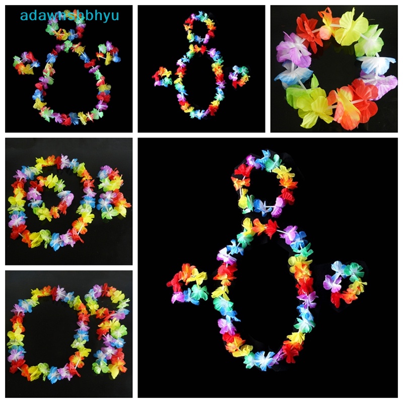 Set 4 Vòng Hoa Đeo Cổ / Cổ / Cổ Tay Nhảy Hula Luau Nhiệt Đới Hawaii