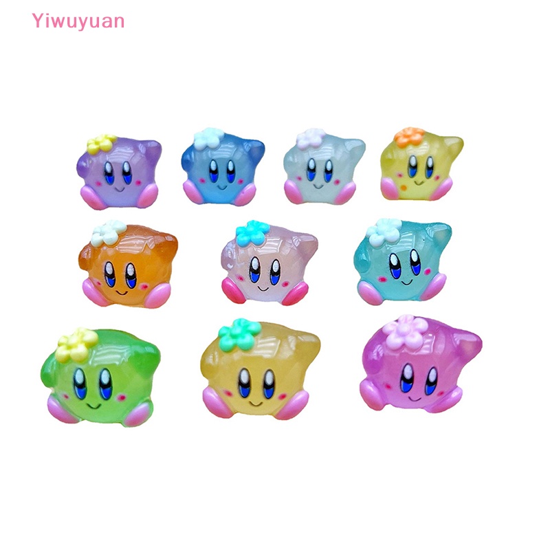 Bộ 2 Tượng Nhựa Phát Quang Hình Kirby Đáng Yêu Trang Trí Tiểu Cảnh Mới