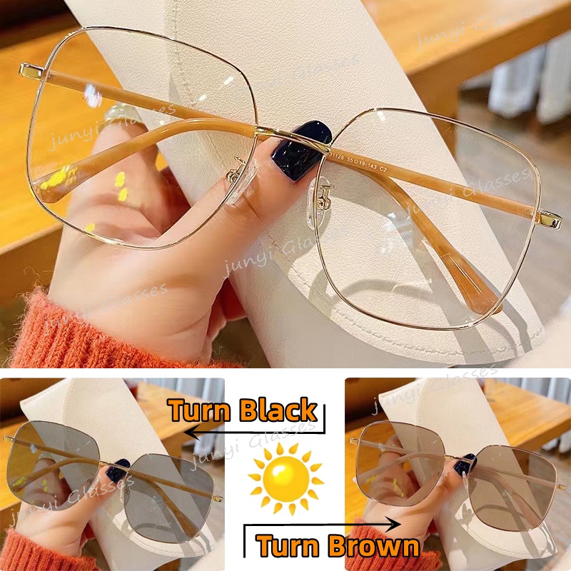 Kính Mát Gọng Vuông Lớn Chống Tia UV Ánh Sáng Xanh Chống Bức Xạ Bằng Kim Loại Cho Nam Và Nữ