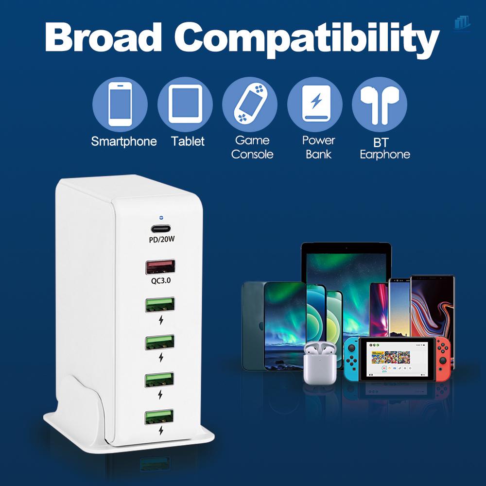 Bộ Chia 6 Cổng Sạc USB C PD3.0 &amp; QC3.0 &amp; QC3.0 Nhanh USB C 65W Cho Điện Thoại / Máy Tính Bảng