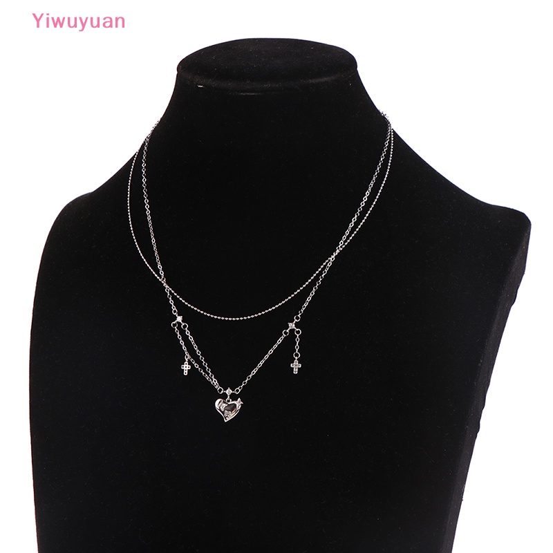 < Yiwuyuan > Vòng Cổ Choker Mặt Chữ Thập Đính Đá Zircon Trái Tim Cho Nữ Dự Tiệc Mới