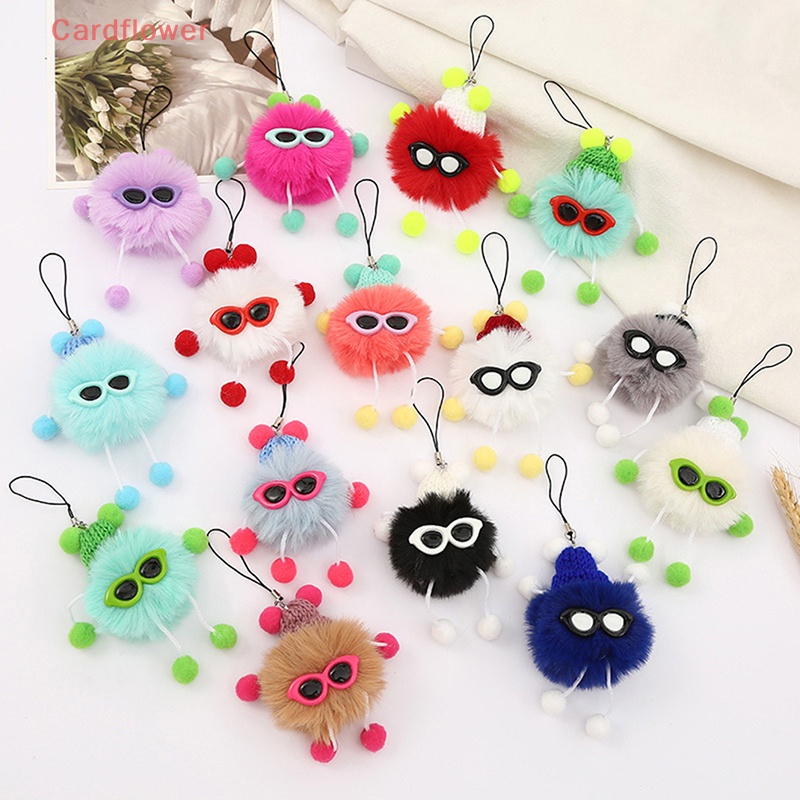 < Cardflower > Móc Khóa Quả Cầu Lông Xù Nhỏ Màu Đen Xám Hồng Lông Chồn Sáng Tạo Có Dây Đeo Cho Cặp Đôi Nam Nữ Mới