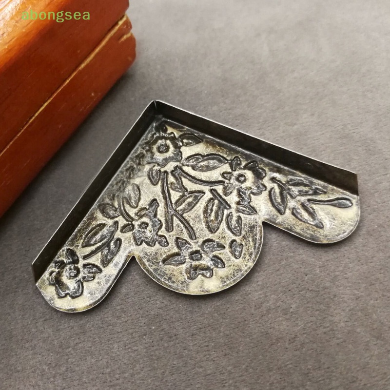 Abongsea Bộ 4 Miếng Kim Loại Chạm Khắc Hoa Trang Trí Góc Hộp Trang Sức Nội Thất