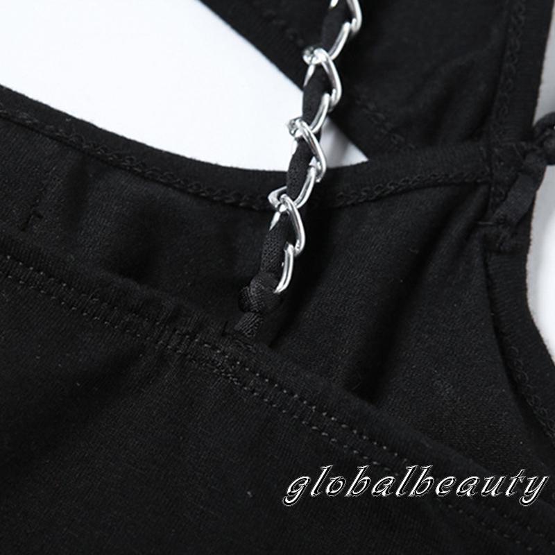 Áo Liền Quần Không Tay Hở Lưng In Chữ Thời Trang Cho Nữ