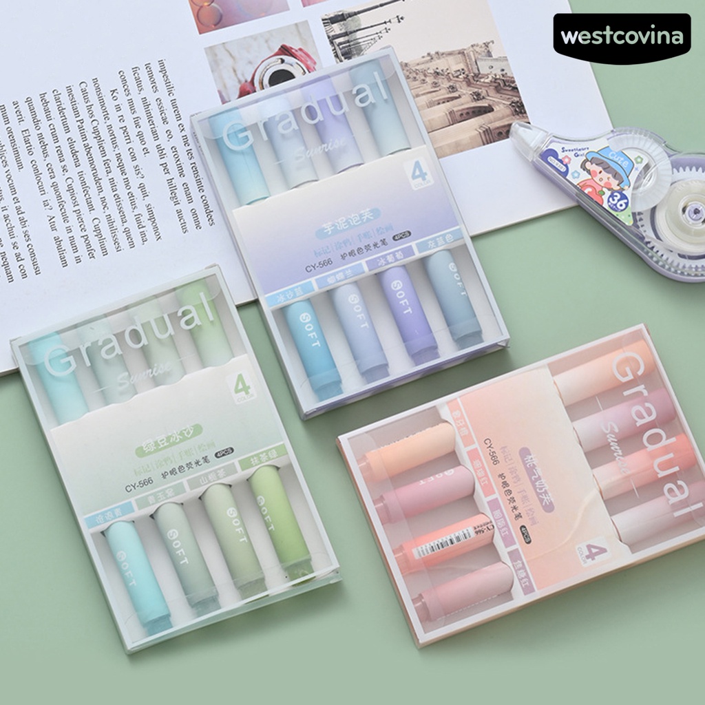 [COD]♪1 Set Bút Lông Mực Đầu Nghiêng Màu Sắc Gradient