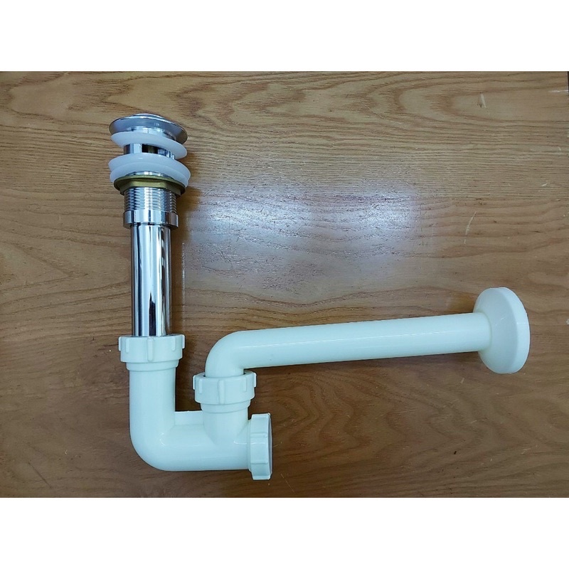 Bộ xả Lavabo xi phông chậu rửa mặt co P nhựa - đầu inox 4.9