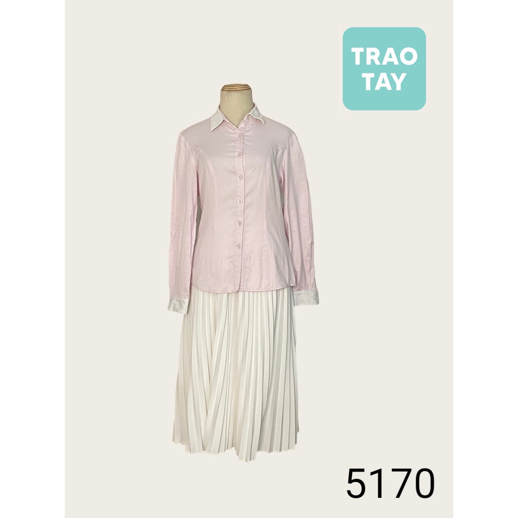V2 78 | áo sơ mi hồng phối cổ trắng 5170| TRAOTAYvn si secondhand thanh lý kí gửi