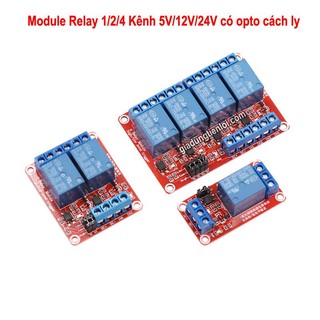 Module relay 1/2/4 kênh 5v /12v/24v có opto cách ly - kích high/low