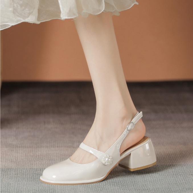 Giày Sandal Cao Gót Hở Lưng Size 34 Phong Cách Pháp