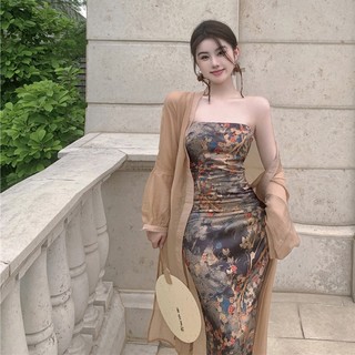 Đầm sườn xám cách tân dáng vừa phong cách trung hoa