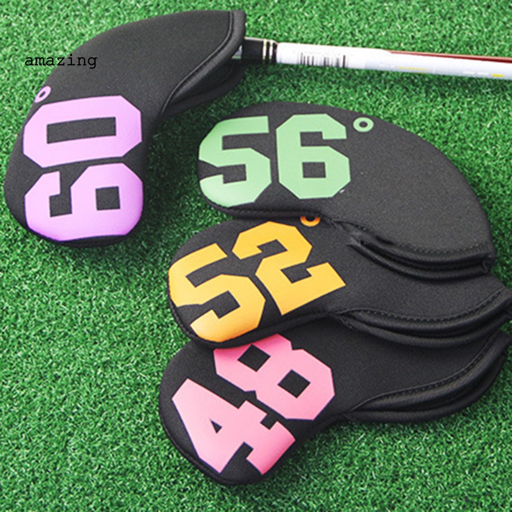 Bộ 4 / 7 Vỏ Bọc Bảo Vệ Đầu Gậy Đánh Golf 48-60 Độ In Số Màu Sắc Tươi Sáng Di Động Tiện Dụng