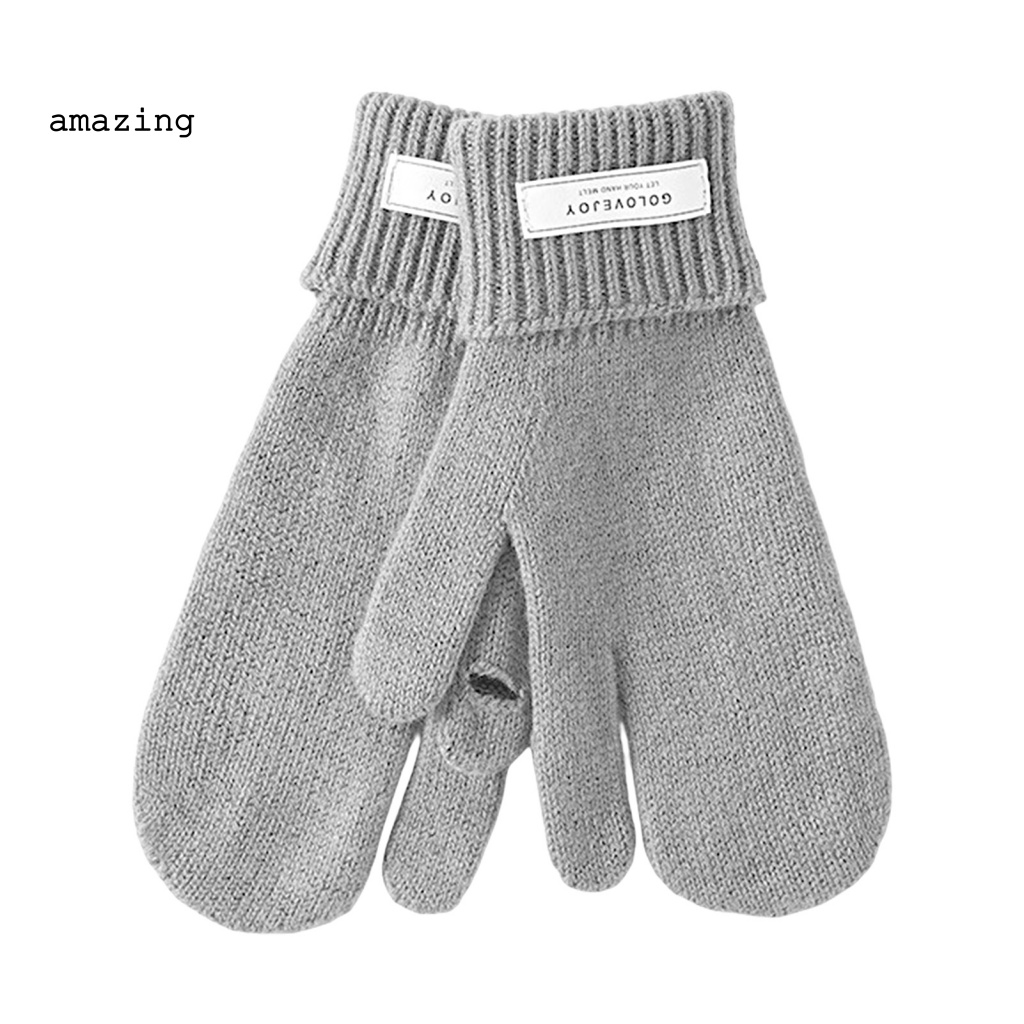 1 Đôi Găng Tay Dệt Kim Dày Dặn Giữ Ấm Mùa Đông