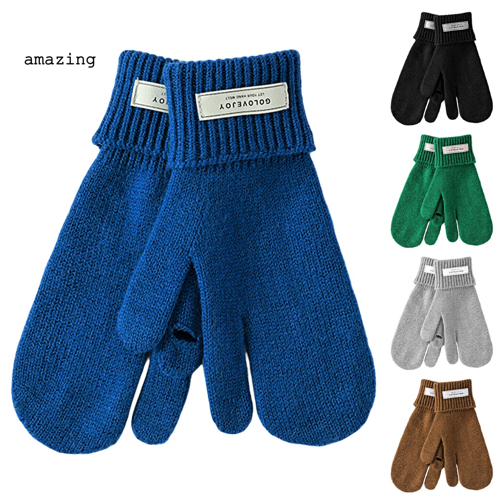 1 Đôi Găng Tay Dệt Kim Dày Dặn Giữ Ấm Mùa Đông