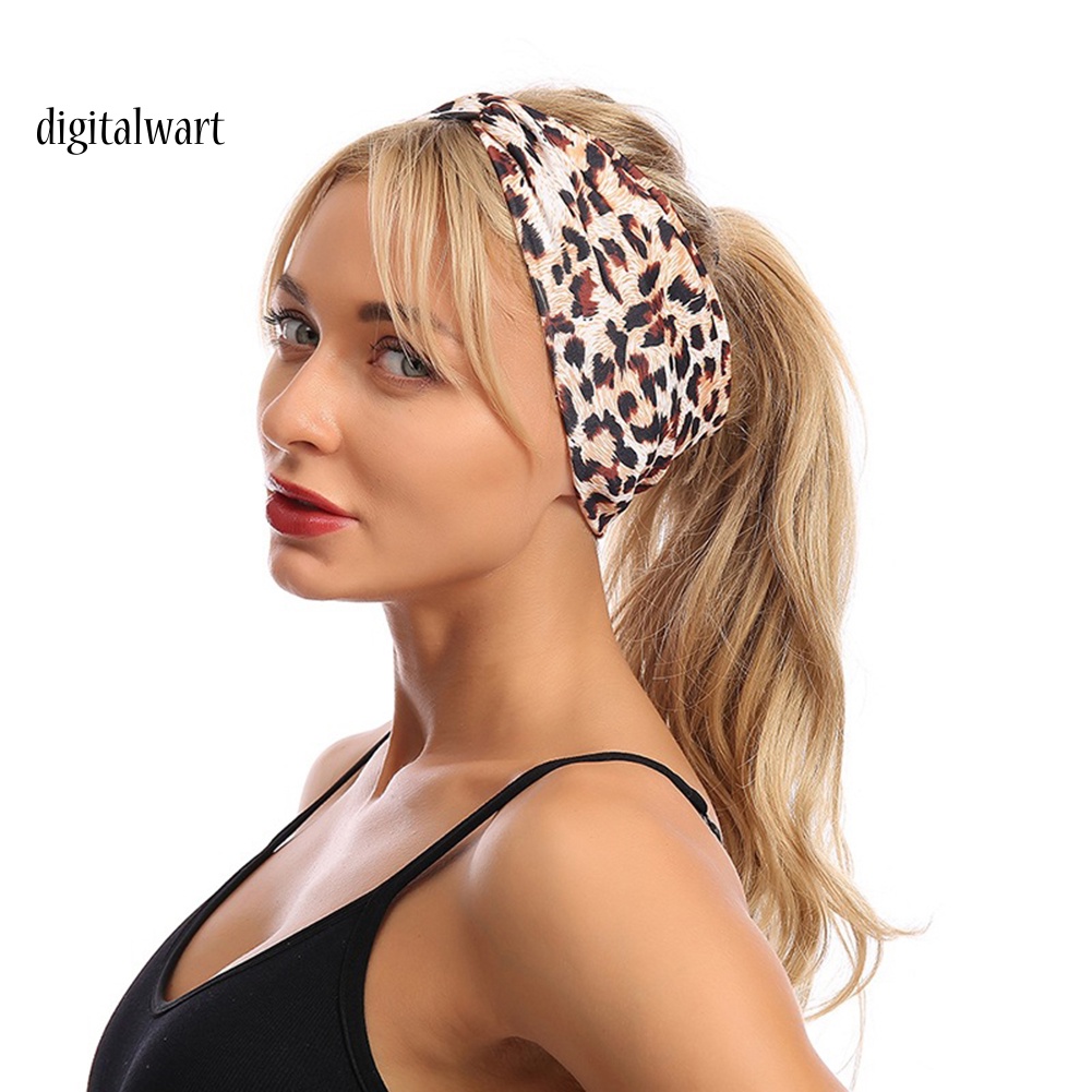 Kỹ Thuật Số| Băng Đô Cài Tóc Co Giãn In Họa Tiết Da Báo Thời Trang Cho Nữ