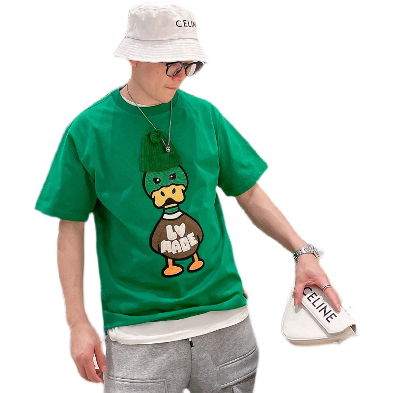 Áo Thun Cotton Ngắn Tay In Hình Vịt Hoạt Hình Phong Cách Đường Phố Thời Trang Xuân Hè Cho Nam