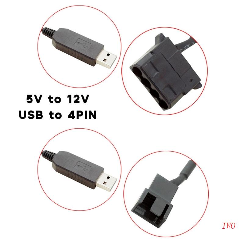 Cáp Chuyển Đổi IWO USB Sang 4Pin PWM 5V Sang 12V Cho Quạt Máy Tính