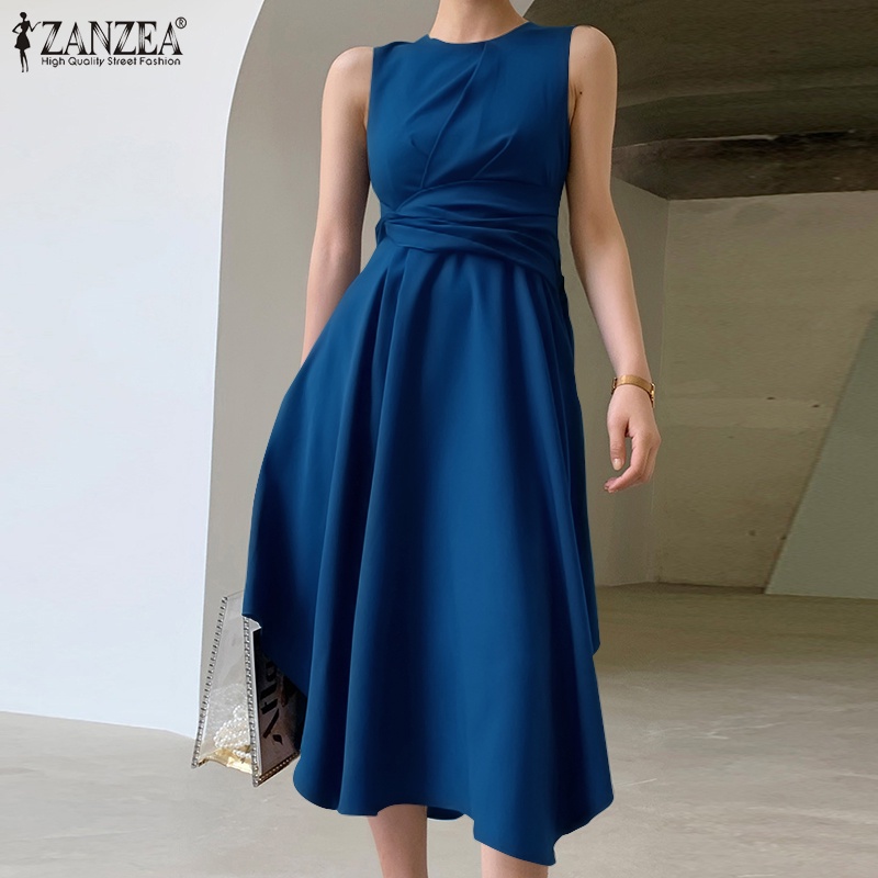 Đầm ZANZEA không tay cổ tròn thời trang quyến rũ