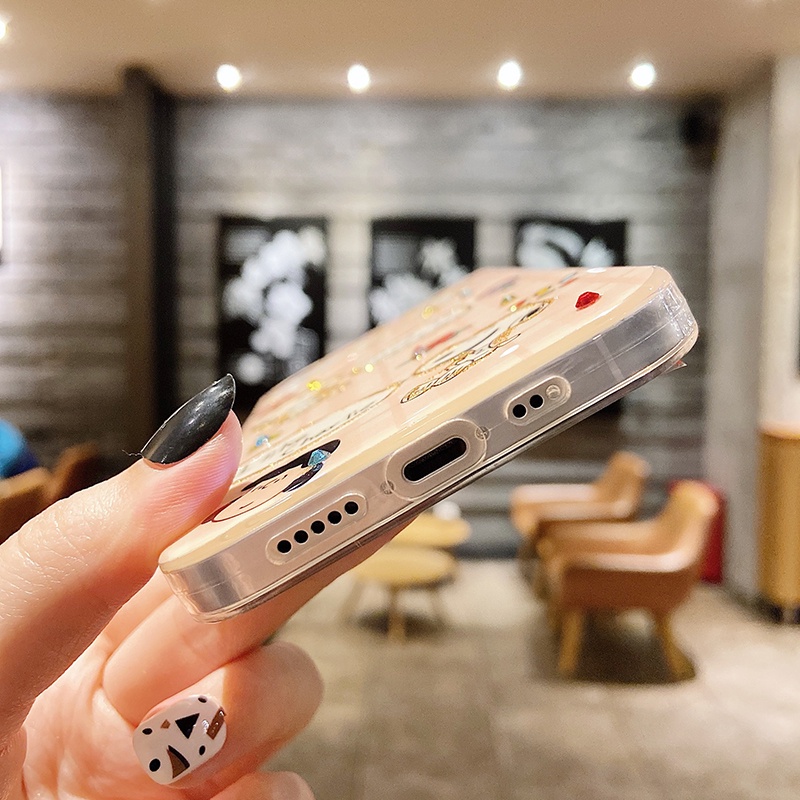 Ốp Điện Thoại Họa Tiết Hoạt Hình Gương Mặt To Đính Đá Thời Trang Cho iPhone 11 14 Plus XR XS 12 13 Pro Max