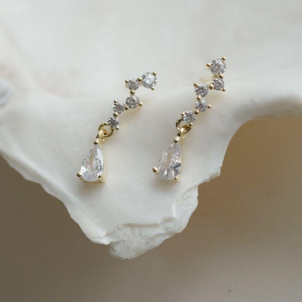 ANEMONE Bông Tai Hình Giọt Nước / Tròn Phong Cách Hàn Quốc Cổ Điển Thời Trang