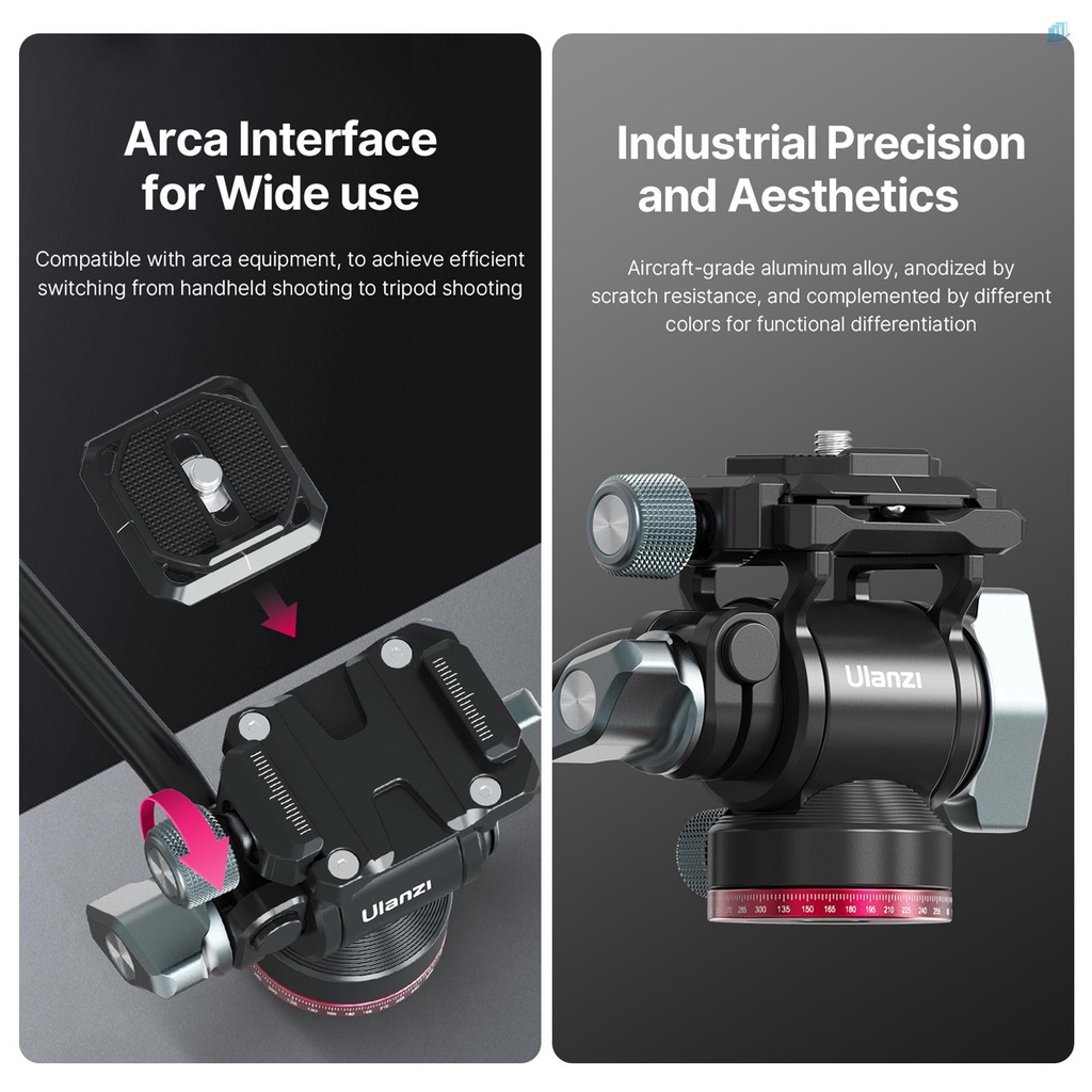 Đầu Bi Nghiêng Ulanzi U-190 Nhỏ Gọn Bằng Hợp Kim Nhôm Tải Trọng 1 / 4 Inch Ốc Vít 10kg / 22lbs Cho Tay Cầm Máy Ảnh Thông Minh