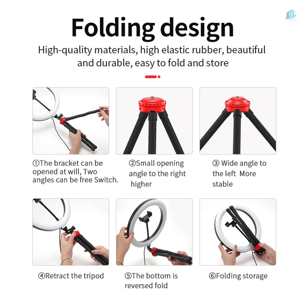 Bộ Vòng Đèn LED Ba Màu Thông Minh 10 Inch Điều Khiển Từ Xa Bạch Tuộc Hỗ Trợ Chụp Ảnh Selfie Live Stream Online Course Life Shootin