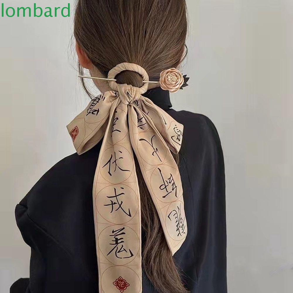 Trâm Cài Tóc Lụa Thắt Nơ In Họa Tiết Phong Cách Trung Hoa Cổ Điển