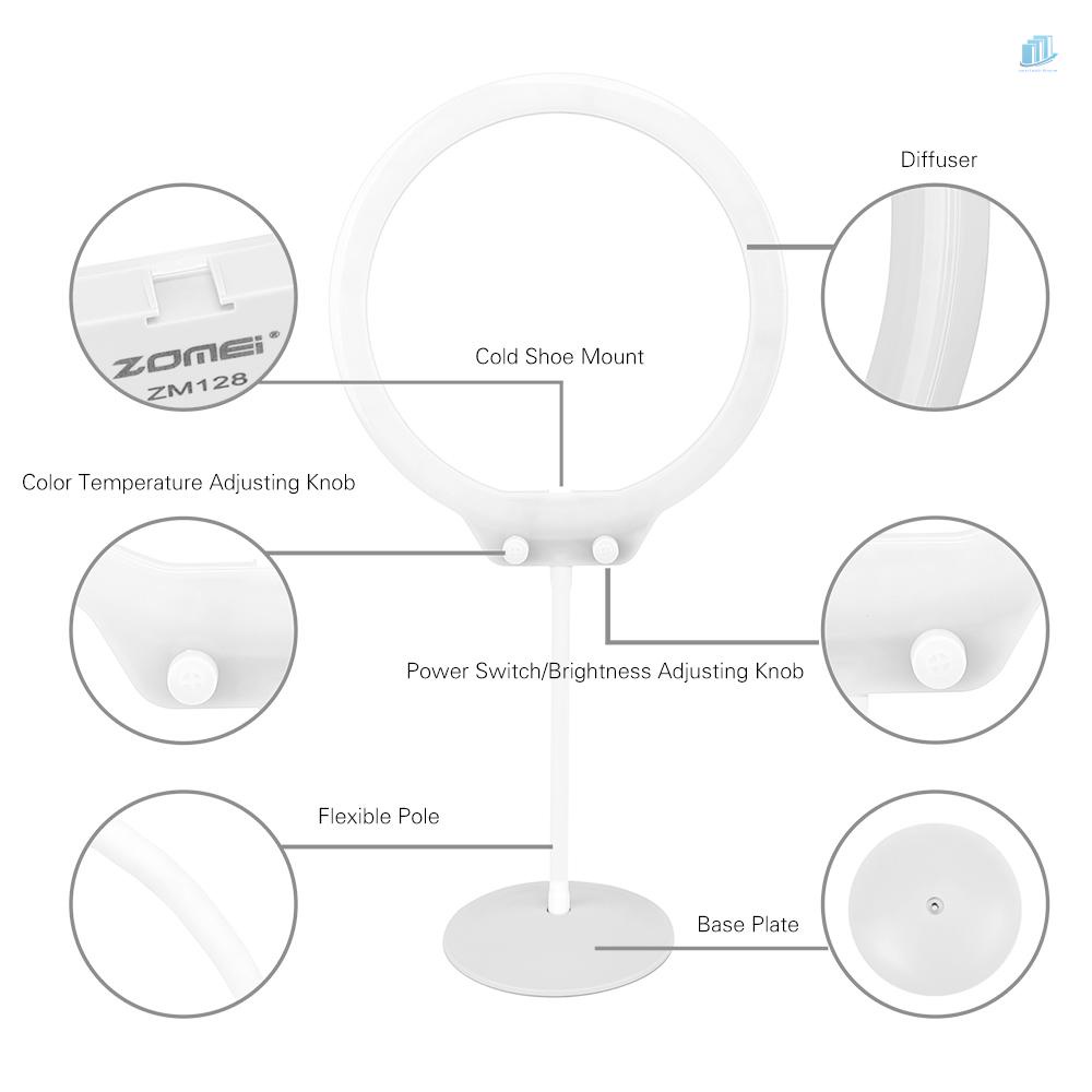 Vòng Đèn LED Zomeinone ZOMEI ZM128 128 3200K-5600K Có Thể Điều Chỉnh Độ Sáng Cho Điện Thoại iPhone X / 8 / 7 Plus