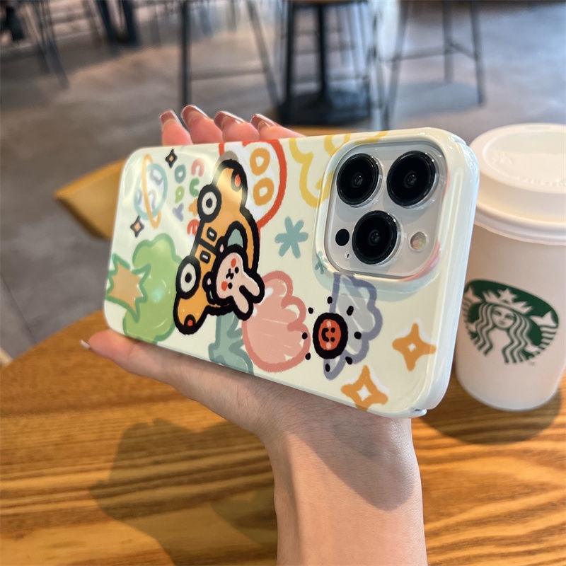 Ốp Điện Thoại Cứng Họa Tiết Cô Gái Và Chú Thỏ Dễ Thương Cho Iphone 14pro x12 / 8P11Max13