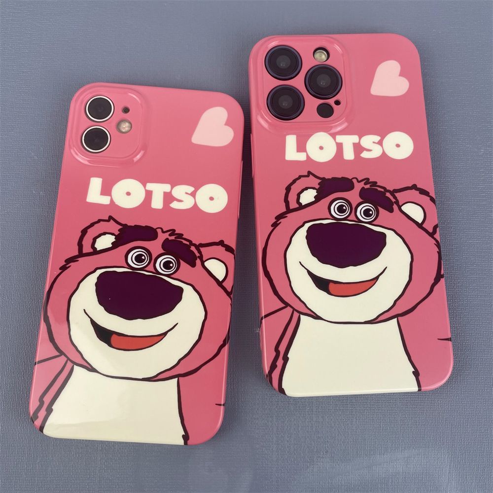 Ốp Điện Thoại Cứng Họa Tiết Gấu Và Dâu Tây Dễ Thương Cho Iphone 11 xr12 13 14pro max TR6Z