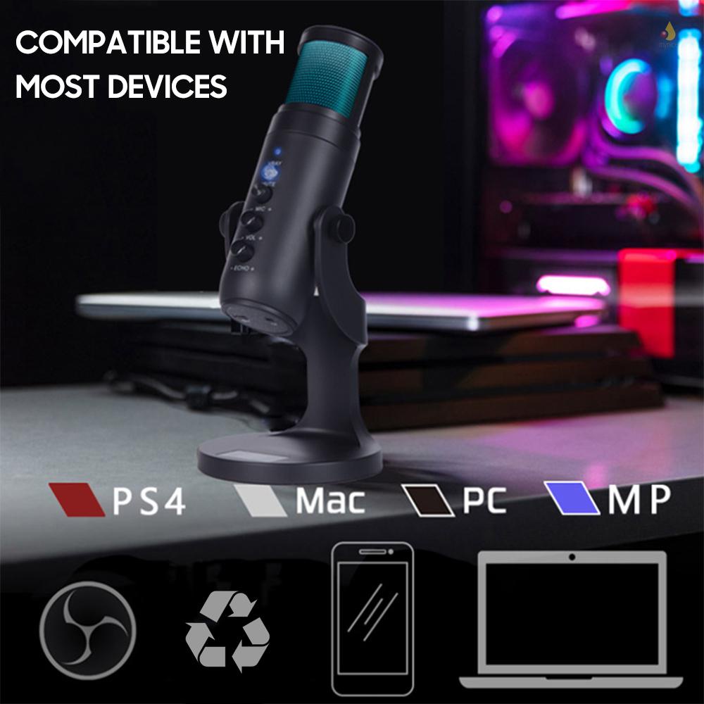 Micro USB RGB Để Bàn Kèm Giá Đỡ Cho Máy Tính PC / Phích Cắm &amp; Điều Khiển Âm Lượng Có Đèn Nhiều Màu
