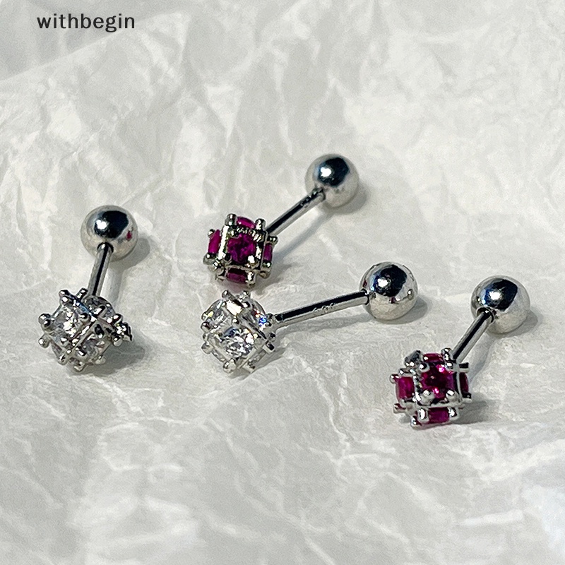 1 Đôi Khuyên Tai Đính Đá Zircon Phong Cách Punk Thời Trang Cho Nữ