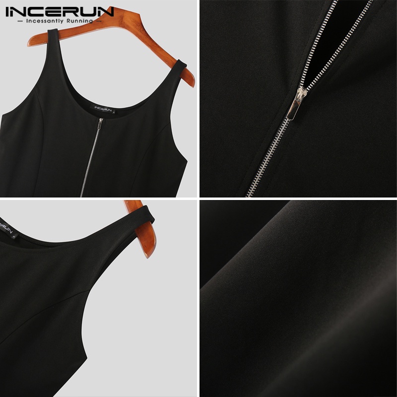 Áo tanktop INCERUN phối khóa kéo thời trang cá tính cho nam