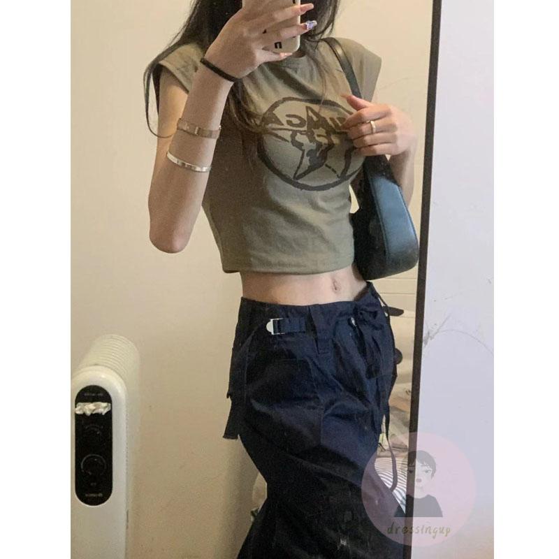 Áo Thun Sát Nách Cổ Tròn In Họa Tiết Phong Cách Đường Phố Cho Nữ