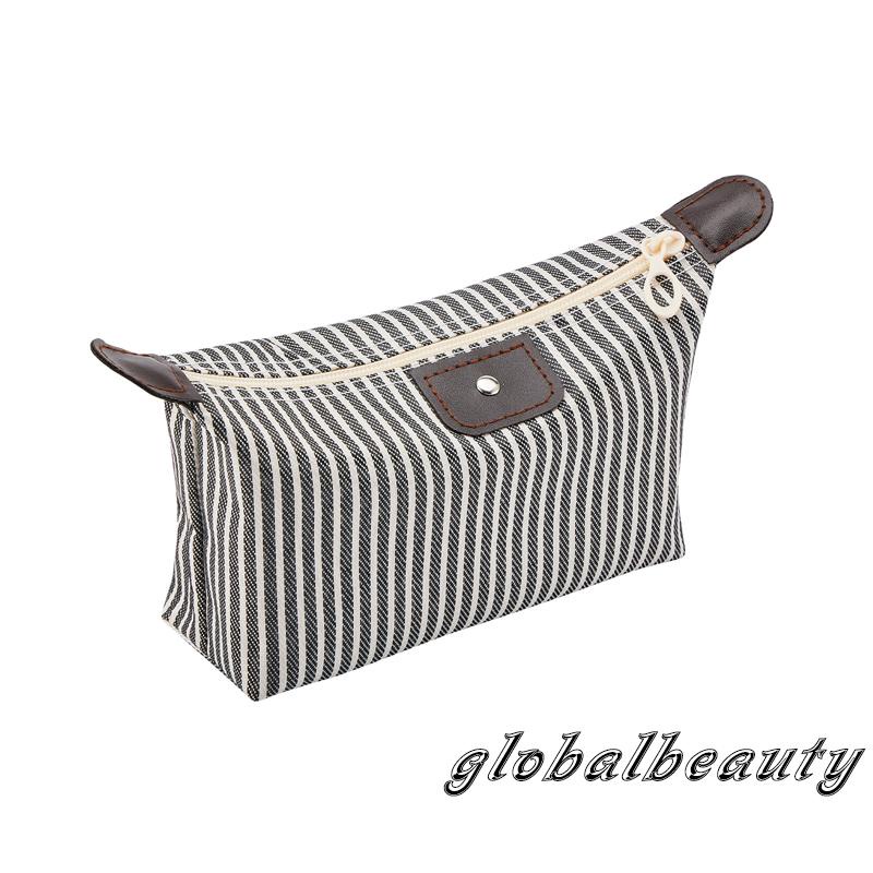 Túi Đựng Đồ Trang Điểm Kẻ Sọc Cổ Điển Đa Năng Chống Thấm Nước