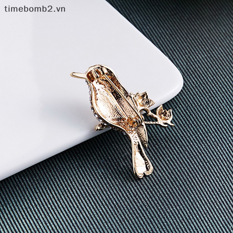 Ghim Cài Áo Hình Hoa Và Chim Đính Đá Lấp Lánh Cho Nữ