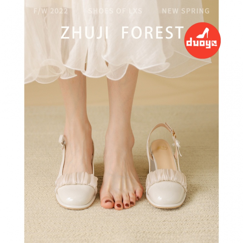 Duoya Factory~[Hàng Có Sẵn] Giày Sandal Thể Thao Gót Cao Dày Dặn Kiểu Nơ Bướm Bạc Dày Chống Mòn Chống Va Đập Phong Cách Mùa Hè Kiểu Mới 2022 Cho Nữ