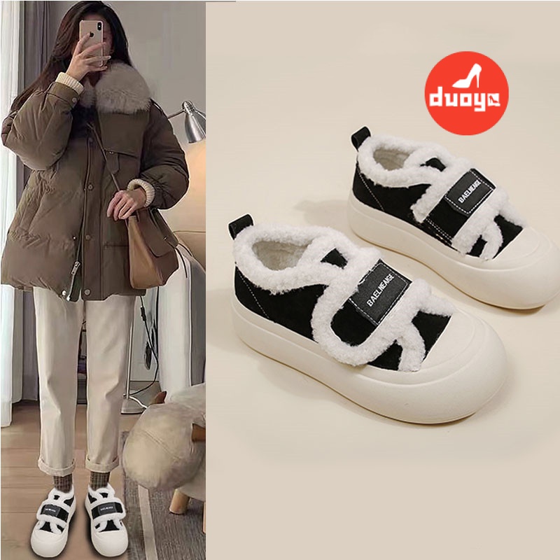 Giày Thể Thao Cotton Lót Nhung Dày Dặn Phong Cách Thời Trang Thu Đông Mới 2022 Cho Nữ