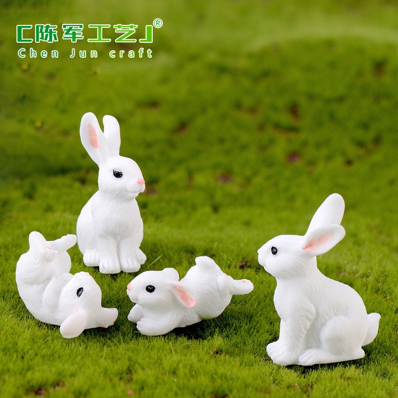 Mô Hình Tiểu Cảnh "Gia Đình Thỏ Micro Mini" Trang Trí Sen Đá, Sân Vườn/ Chậu Cây, DYI, Terrarium