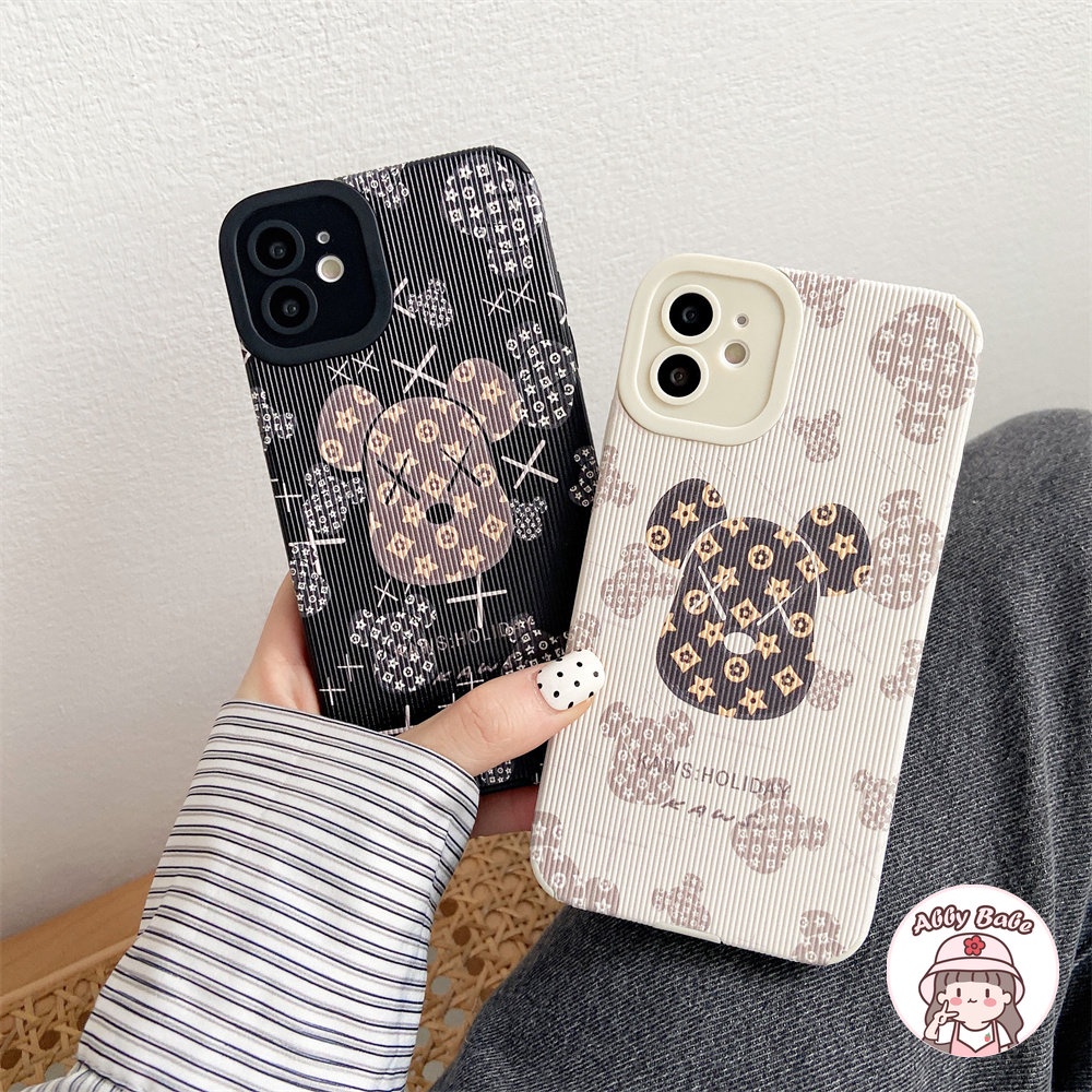 Ốp Điện Thoại Da Giả Viền TPU Dẻo Màu Trắng In Hình Kaws Cho IPhone 14 Pro Max 11 12 11 Pro Max X XS 7Plus