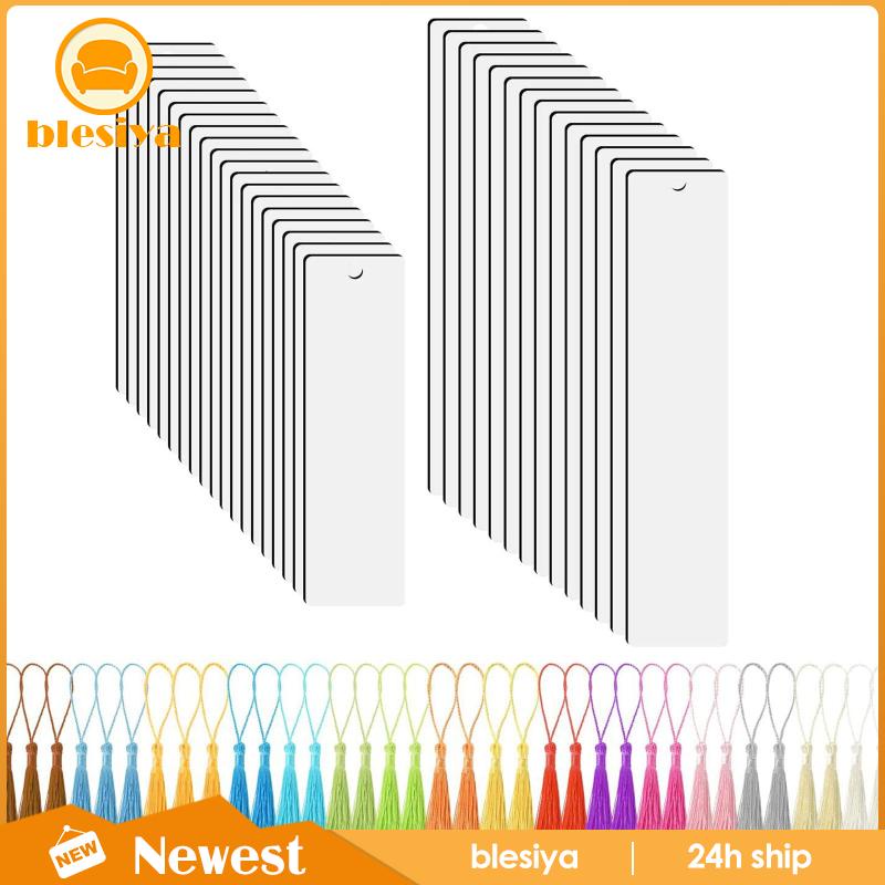 [Blesiya] Thẻ Đánh Dấu Trang Sách Màu Trắng Kèm Tua Rua DIY Làm Quà Tặng