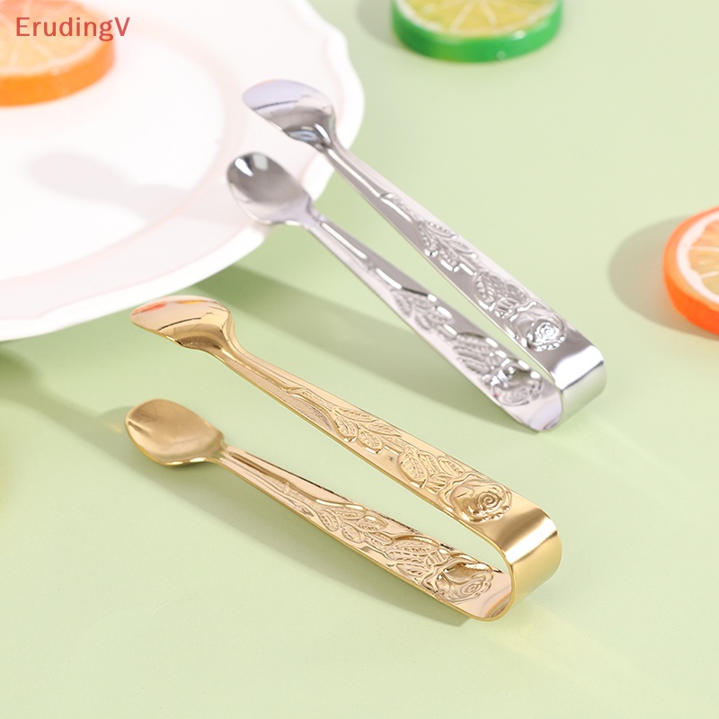 Kẹp Gắp Đường Viên Bằng Thép Không Gỉ Có Tay Cầm Hình Hoa Hồng