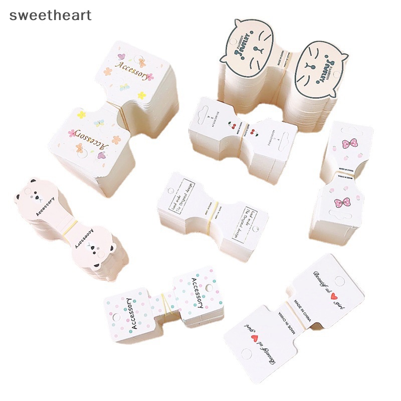 50 cái bìa giấy gấp màu trắng kẹp tóc cho trẻ em người lớn Kẹp Tóc dây Thẻ trang trí tóc Mũ vật liệu đóng gói mới