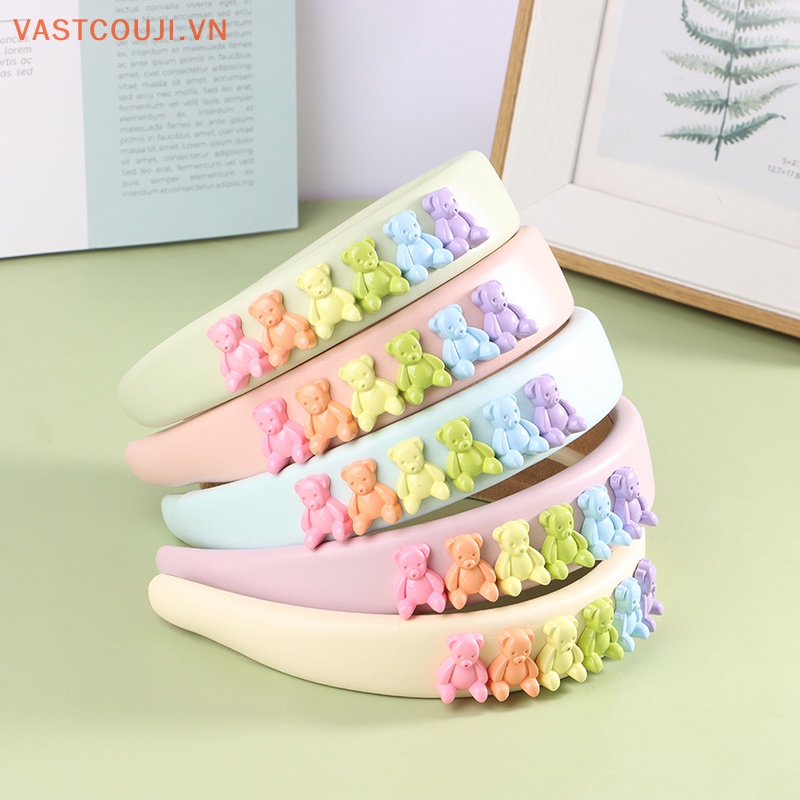 Băng Đô Cài Tóc Bằng Xốp Màu Kẹo Hình Gấu VASTJI Cho Nữ