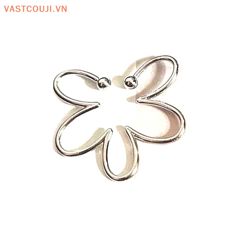 Khuyên Kẹp Vành Tai Không Xỏ Lỗ Hình Hoa Màu Bạc Thời Trang Cho Nữ