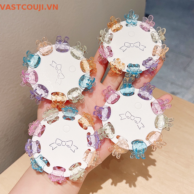 Kẹp Tóc Mini Bằng Nhựa Trong Suốt Hình Gấu / Thỏ Dễ Thương Cho Nữ