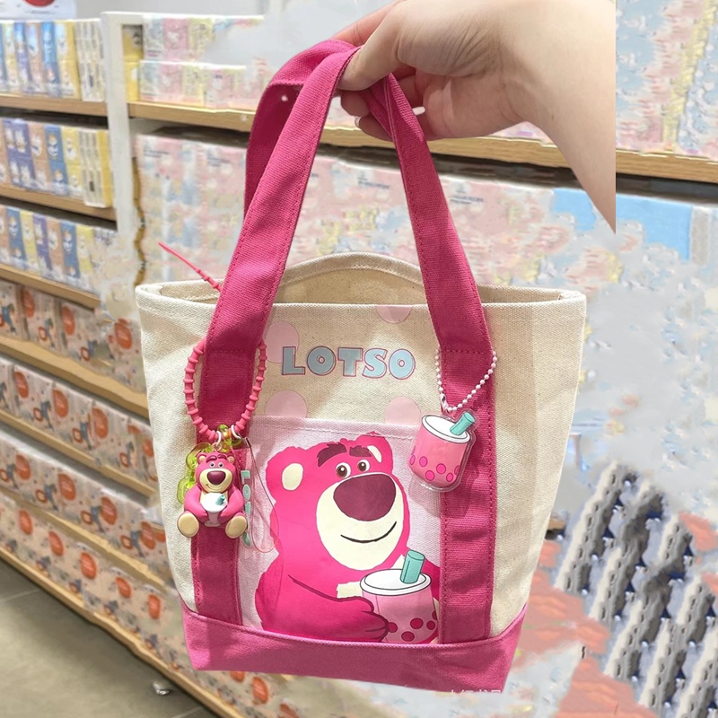 Túi Tote Vải Canvas Cỡ Lớn Đựng Hộp Cơm Trưa In Hoạt Hình Dễ Thương Cho Nữ