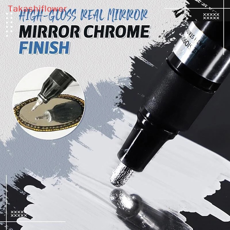 (Takashiflower) Bút Lông Vẽ Màu Bạc Tráng Gương Chống Tia UV Thủ Công