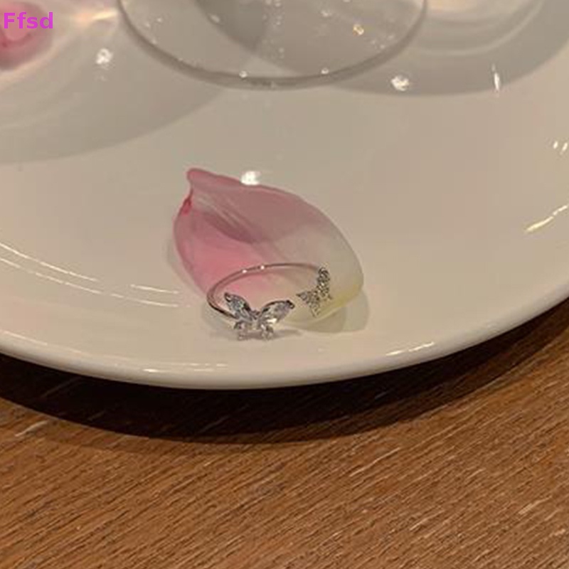 {Ffsd} Nhẫn Hợp Kim Hình Bướm Lấp Lánh Thời Trang Hàn Quốc Có Thể Điều Chỉnh Trang Sức Đám Cưới * Hàng Bán Chạy