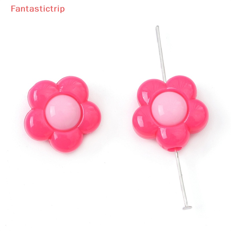 Set 20 / 40 Hạt Xỏ Lỗ Hình Hoa Bằng Acrylic Nhiều Màu Sắc Dùng Để Làm Đồ Trang Sức Thủ Công